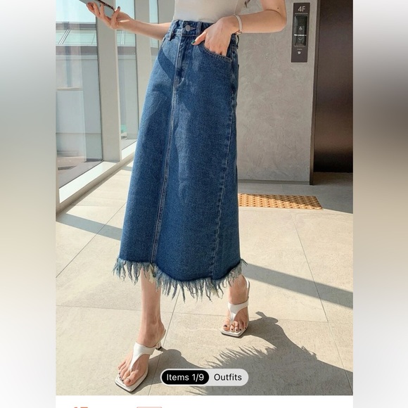 High Waist Denim Skirt |The color is blue and size is medium | Shein - Picture 9 of 13